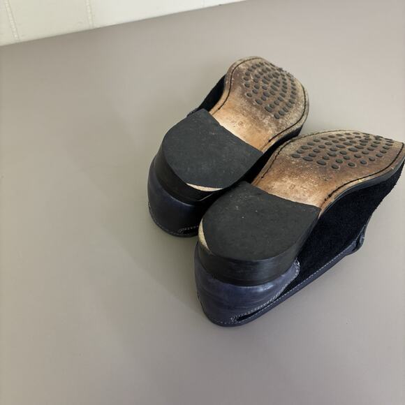 Saks Fifth Avenue Penny Loafers Mens Size 8 Navy Blue Leather Suede Slip On